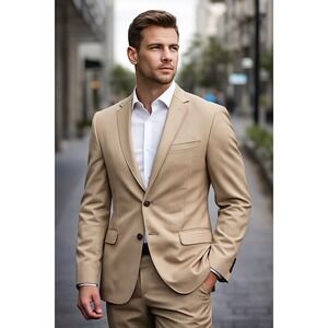 Calvin Klein Men's Khaki Blazer Sports Coat 50L Light Academia Preppy Classic